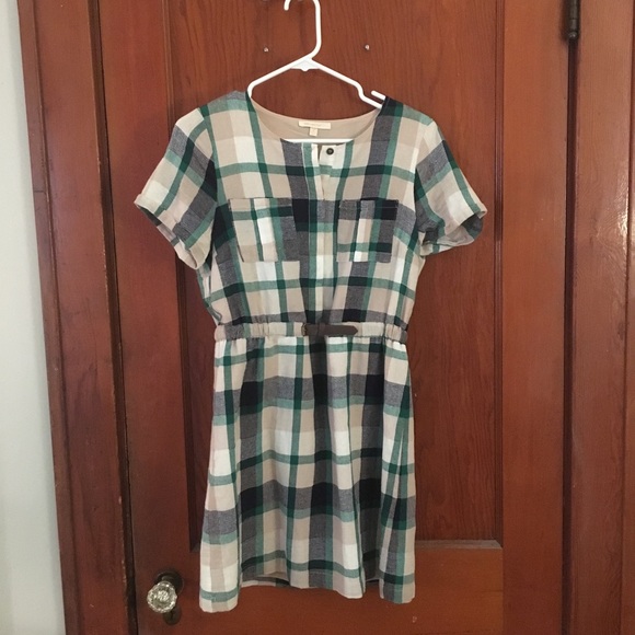 Blue, green, tan plaid dress - Picture 1 of 3